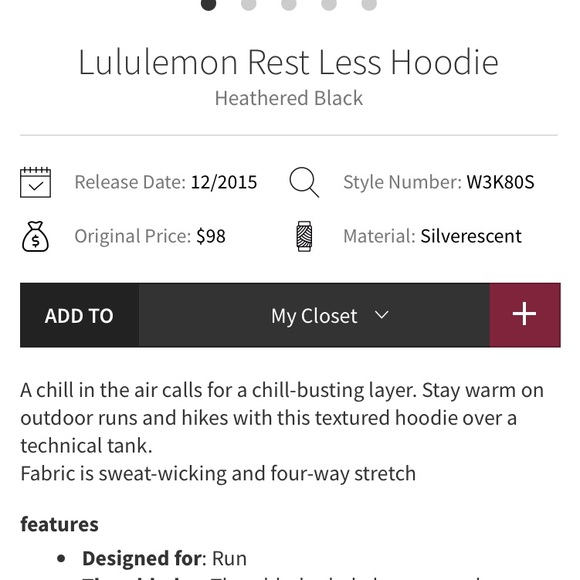 Lululemon Restless Hoodie Pullover Long Sleeve Top Heathered Black EUC Sz 12 - Picture 5 of 15